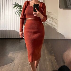 [Spring Closet] sweater dress Ribbed Bodycon Skirt and top | Body con two piece